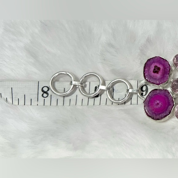 Pink Solar Quartz 925 Large Gemstone Necklace & Bracelet - Picture 6 of 8